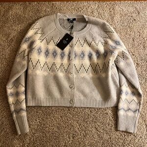 Frye Gray and Cream Patterned Women's Cardigan